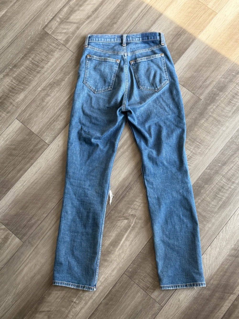 Abercrombie & Fitch The Ankle Straight Ultra High Rise Distressed Jeans Sz 25/0L - Picture 3 of 4